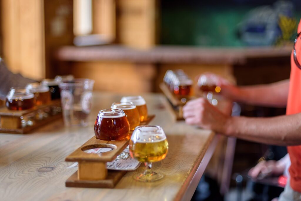 Drinks with friends at a brewery taproom